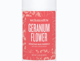 Geranium flower deodorant in pink packaging