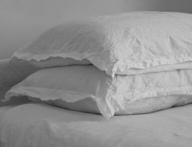 White pillows on bed