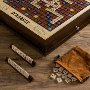 Image of WS Game Company Scrabble Heirloom Edition with Rotating Solid Walnut Cabinet