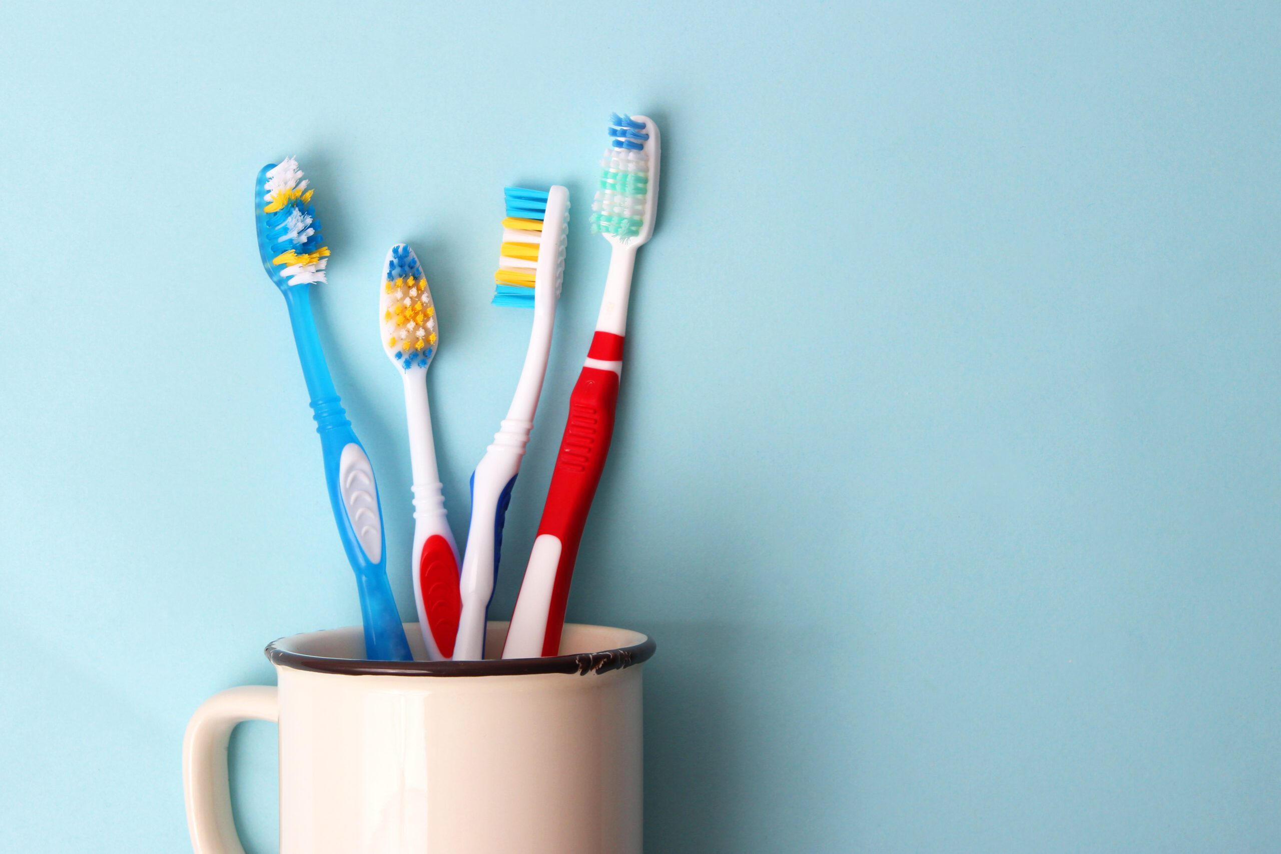 Toothbrushes in cup