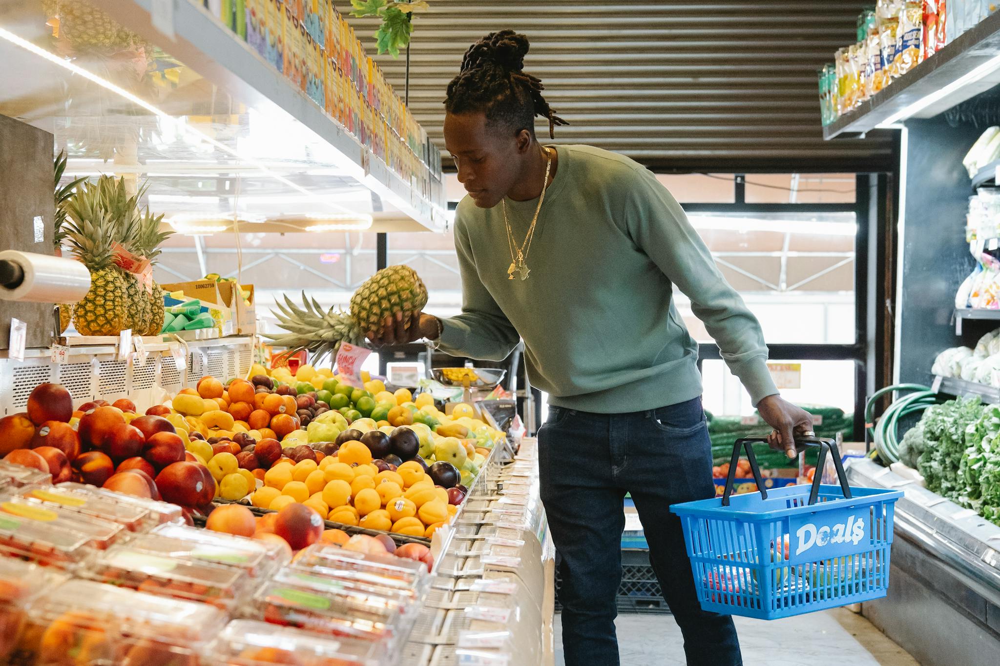 Man shopping in health food store