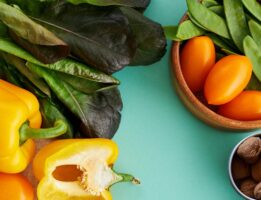 Image of veggies on blue background